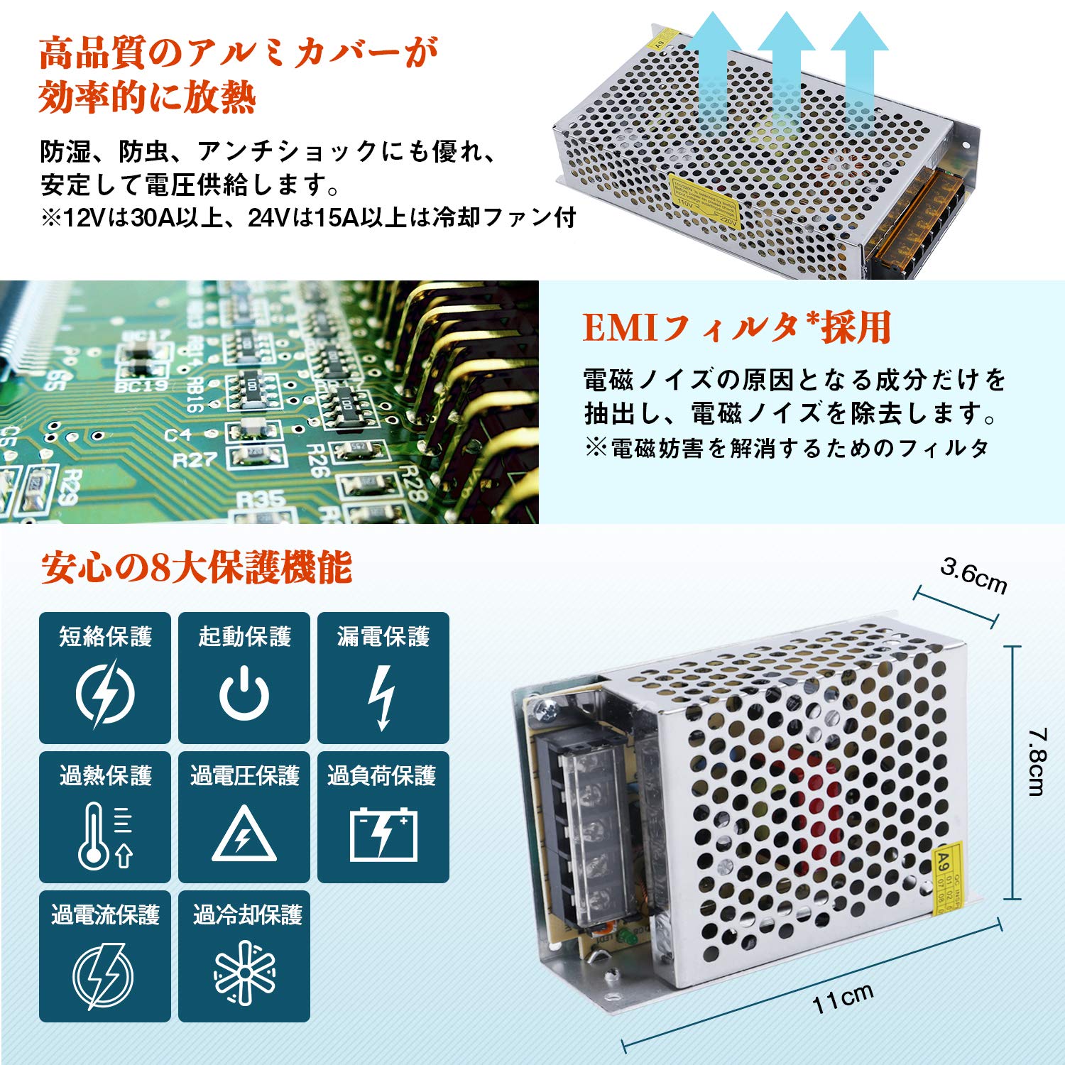 ACDCコンバーター変換器 直流電源装置SOSEL② Amazon.co.jp: CURE（キュア） 安定化電源 スイッチング電源 AC DC